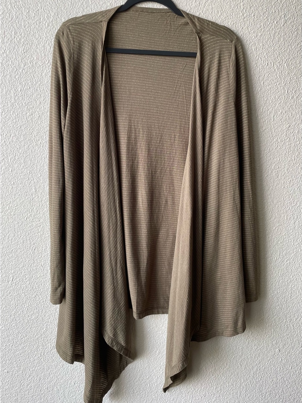 Women's Lightweight Cardigan Tan White Striped Sweater Pre-owned Plus Size 16